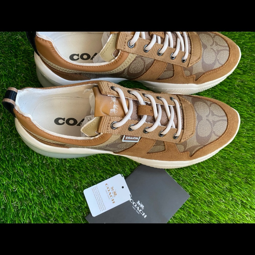 Coach Citysole Runner Sneakers, Sizes 8, 9, and 10. Color-Khaki Light Saddle - Picture 10 of 14